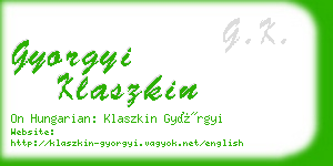 gyorgyi klaszkin business card